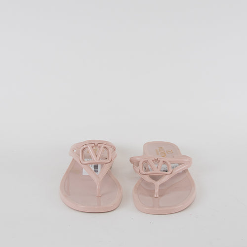 Valentino Pale Pink Low Wedge Flip Flops