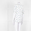 Day Birger Et Mikkelsen White Blue Floral Tie Neck Cotton Top