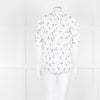 Day Birger Et Mikkelsen White Blue Floral Tie Neck Cotton Top