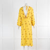 Sundress Yellow Copper Beaded Work Long Sleeve Linen Maxi Dress