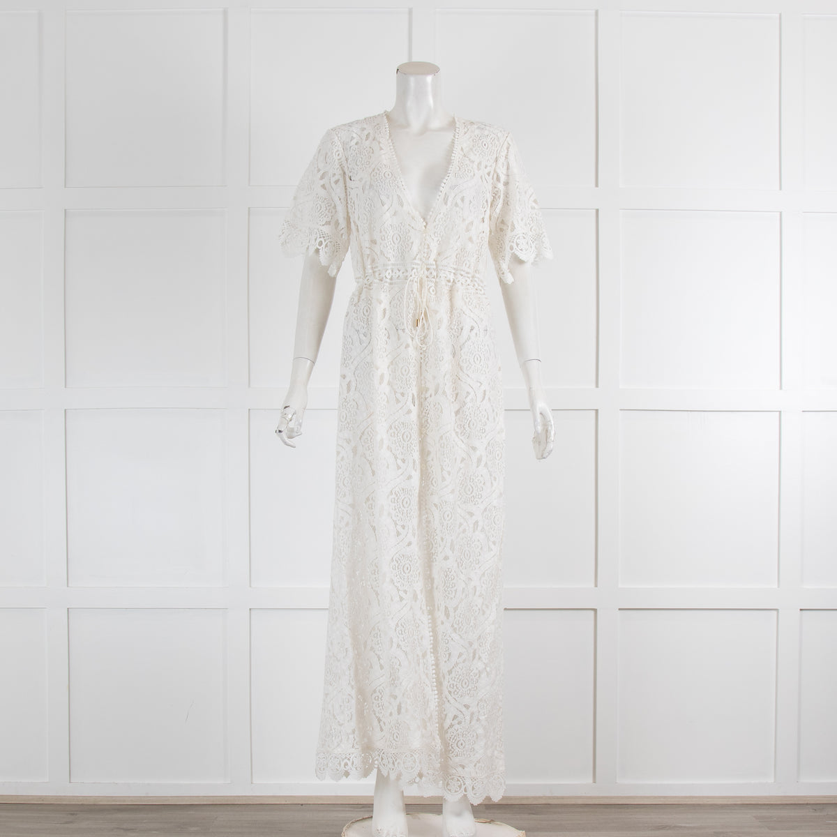 Melissa Odabash White Lace Short Sleeves Cover Up Dress
