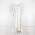 Mara Hoffman Cream Textured Short Sleeve Button Up Dress