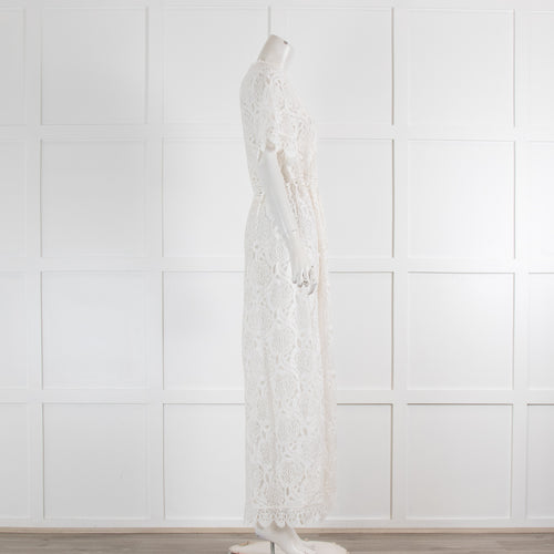 Melissa Odabash White Lace Short Sleeves Cover Up Dress
