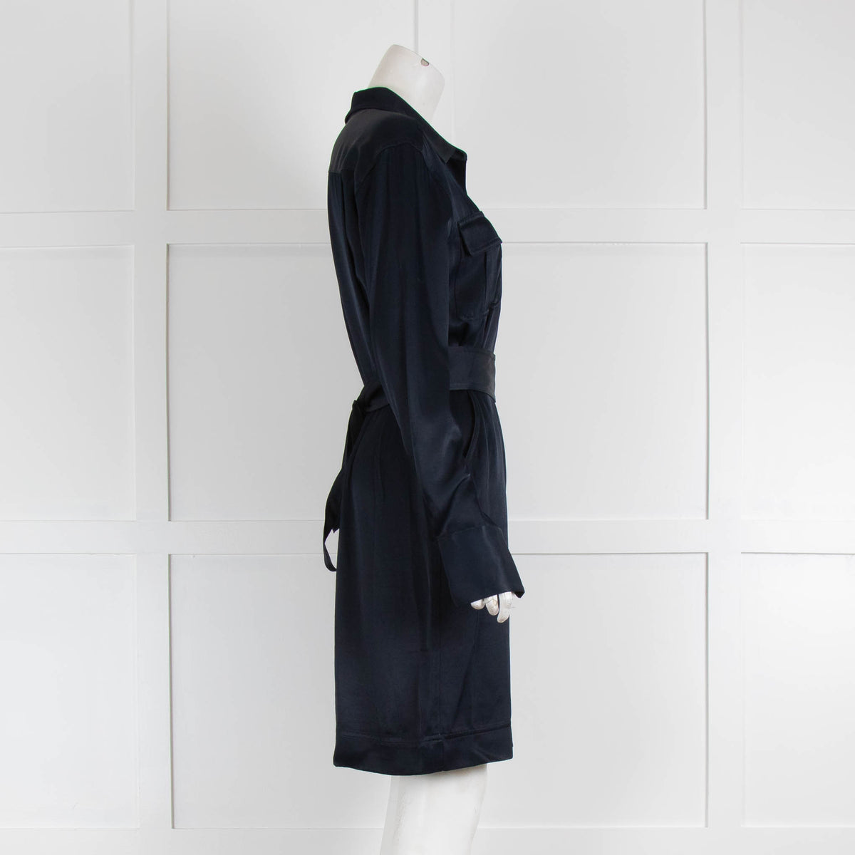 Equipment Navy Dress with Buttoned Top & Belt