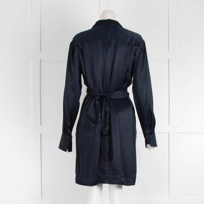 Equipment Navy Dress with Buttoned Top & Belt
