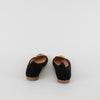 Rupert Sanderson Black Suede Ballet Flats with Gold Buckle