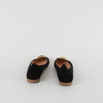 Rupert Sanderson Black Suede Ballet Flats with Gold Buckle