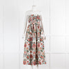 Brock Collection Cream Green Orange Floral Strapless Maxi Dress