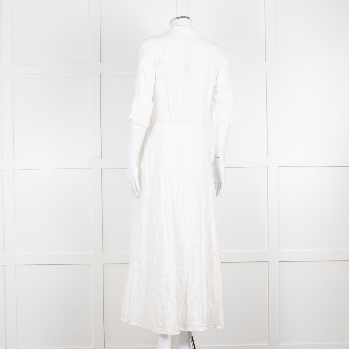 Mara Hoffman Cream Textured Short Sleeve Button Up Dress