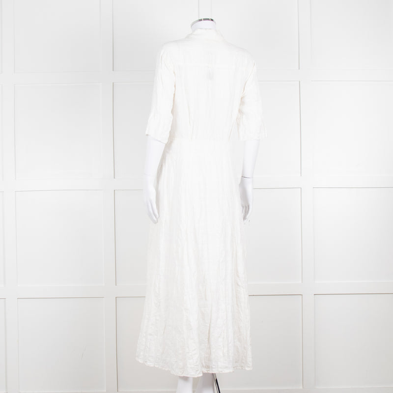 Mara Hoffman Cream Textured Short Sleeve Button Up Dress