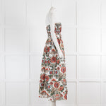 Brock Collection Cream Green Orange Floral Strapless Maxi Dress