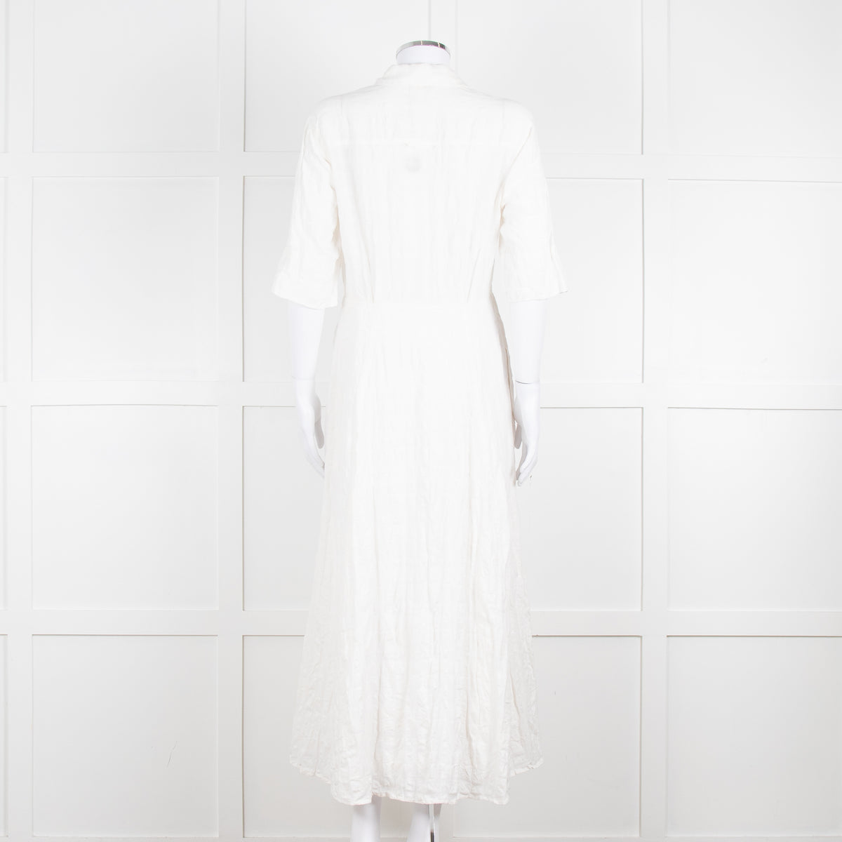 Mara Hoffman Cream Textured Short Sleeve Button Up Dress