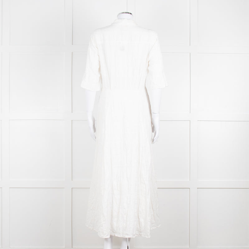 Mara Hoffman Cream Textured Short Sleeve Button Up Dress