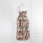 Brock Collection Cream Green Orange Floral Strapless Maxi Dress