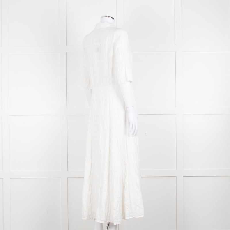 Mara Hoffman Cream Textured Short Sleeve Button Up Dress