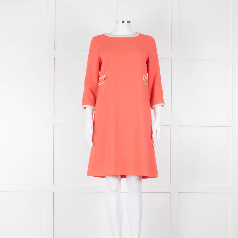 Goat Soft Coral Beige Piping Button Detail Sleeved Dress