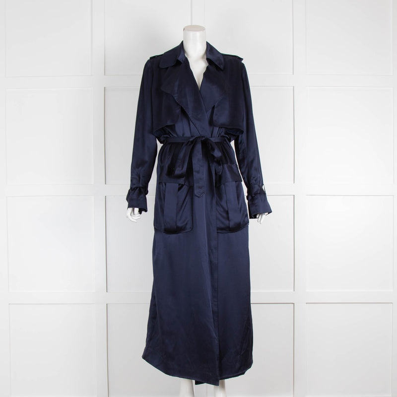 Michael Lo Sordo Navy Relaxed Trench Coat