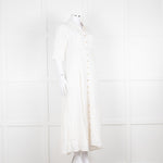 Mara Hoffman Cream Textured Short Sleeve Button Up Dress