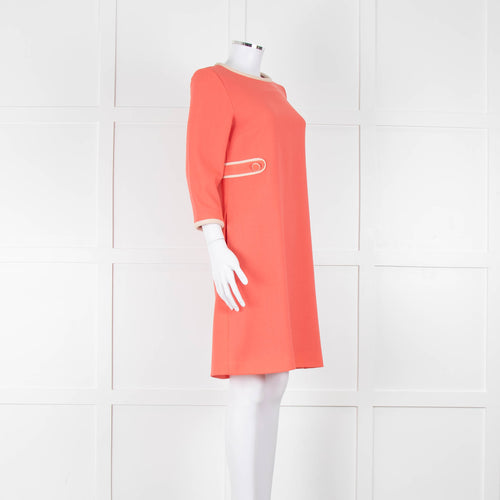 Goat Soft Coral Beige Piping Button Detail Sleeved Dress