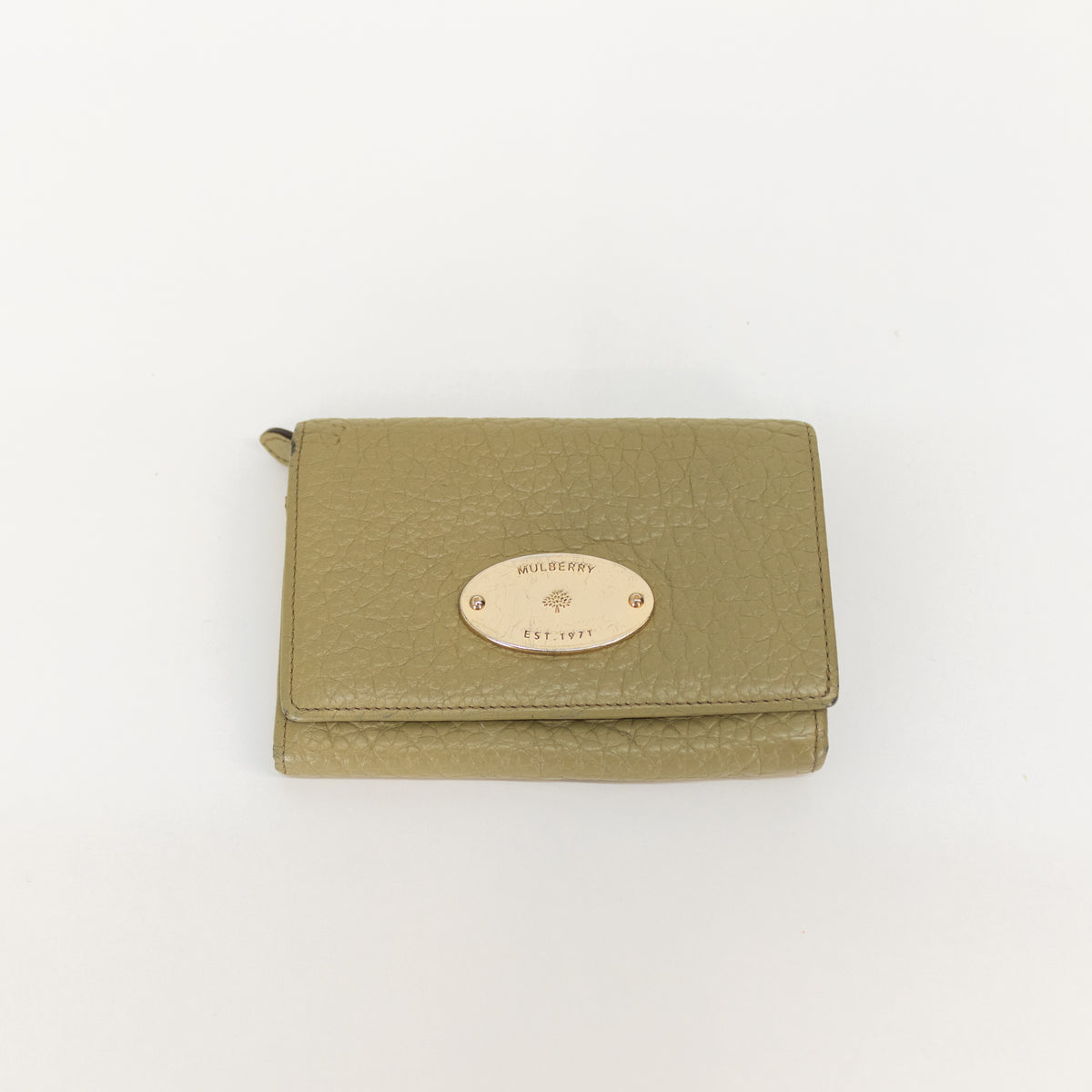 Mulberry Khaki Pebbled Leather Continental Wallet