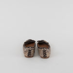 Alaia Brown Snake Skin BraIded Bow Flat Pumps