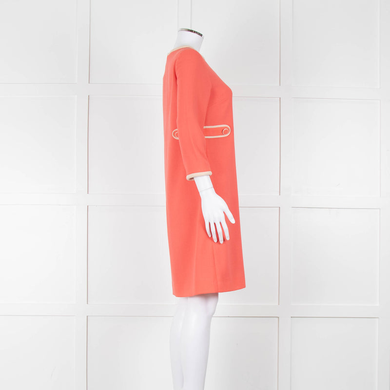 Goat Soft Coral Beige Piping Button Detail Sleeved Dress