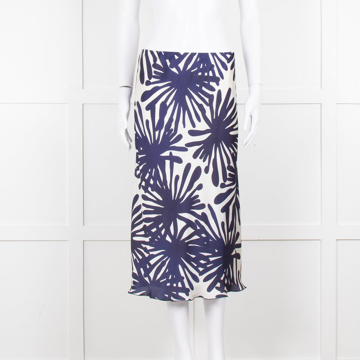 Daniel & Mayer White Navy Print Slip Skirt