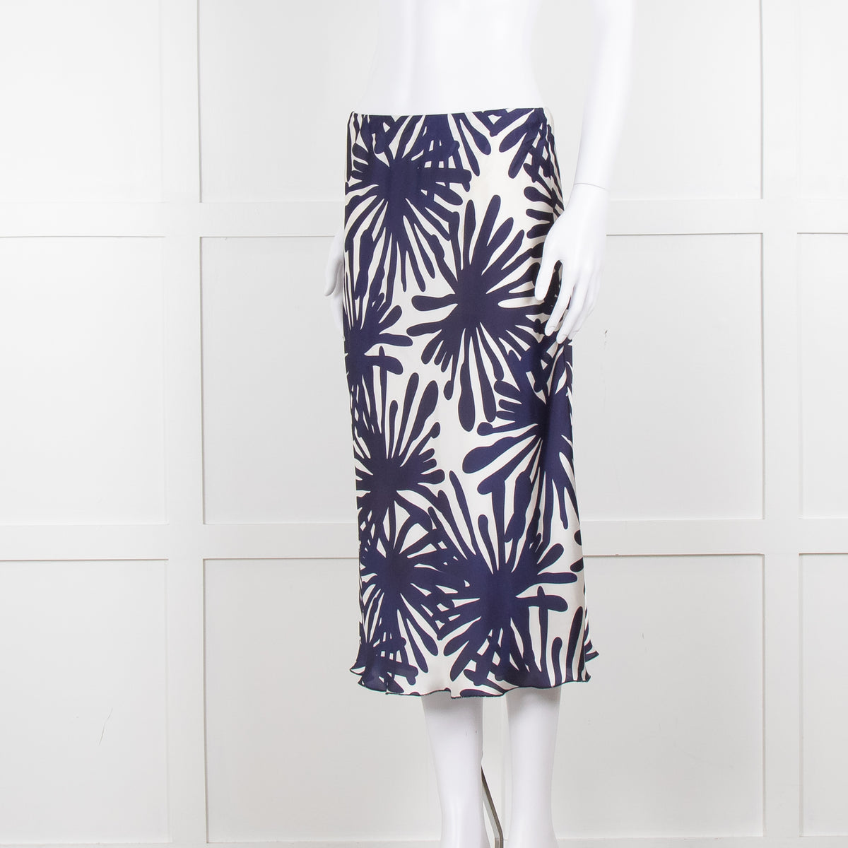 Daniel & Mayer White Navy Print Slip Skirt