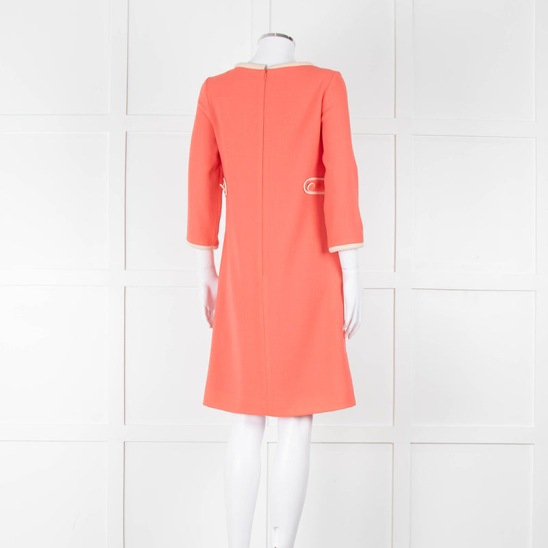 Goat Soft Coral Beige Piping Button Detail Sleeved Dress