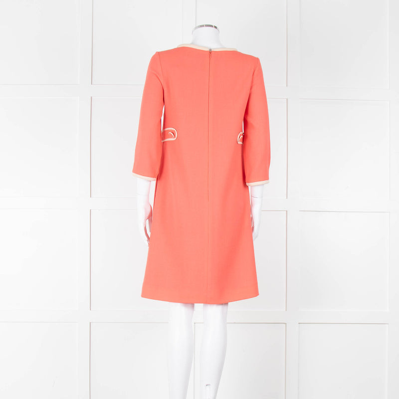 Goat Soft Coral Beige Piping Button Detail Sleeved Dress