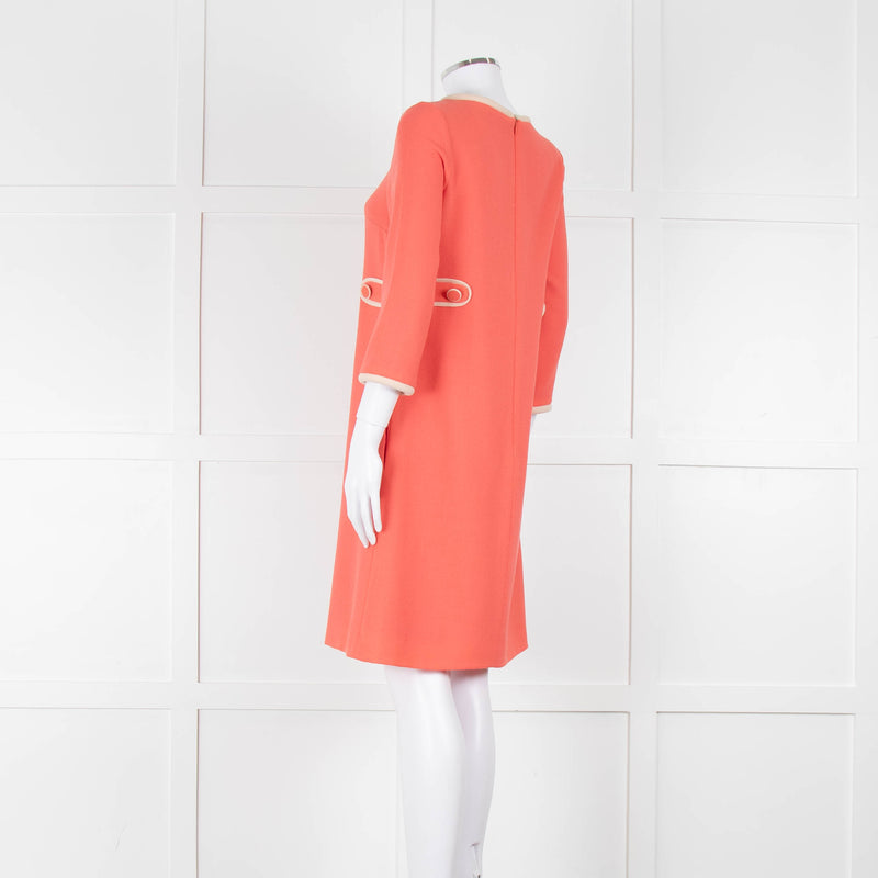 Goat Soft Coral Beige Piping Button Detail Sleeved Dress
