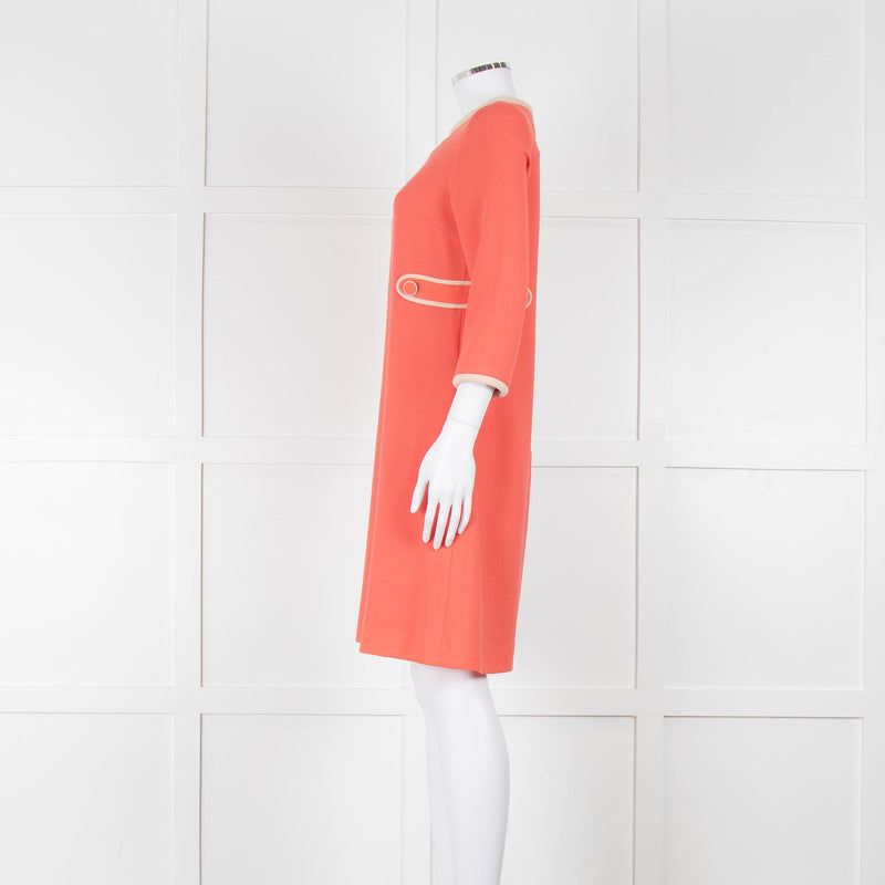 Goat Soft Coral Beige Piping Button Detail Sleeved Dress
