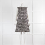 S'Max Mara White Black Retro Print Sleeveless Dress