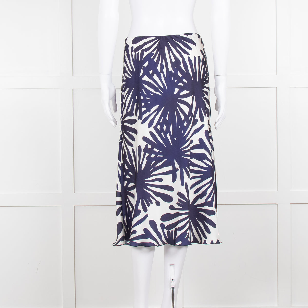 Daniel & Mayer White Navy Print Slip Skirt