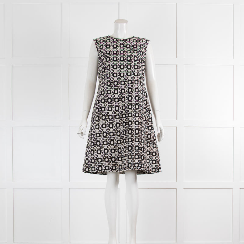 S'Max Mara White Black Retro Print Sleeveless Dress