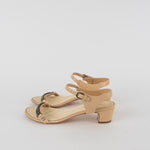 Chanel Cream Leather Quilted Chain CC Sandals