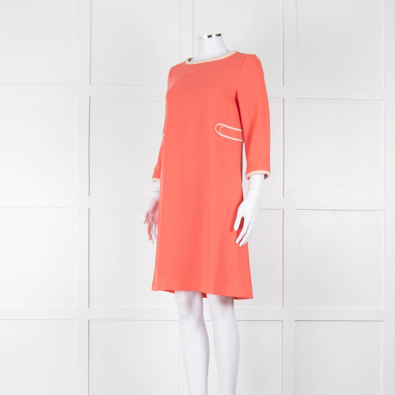 Goat Soft Coral Beige Piping Button Detail Sleeved Dress