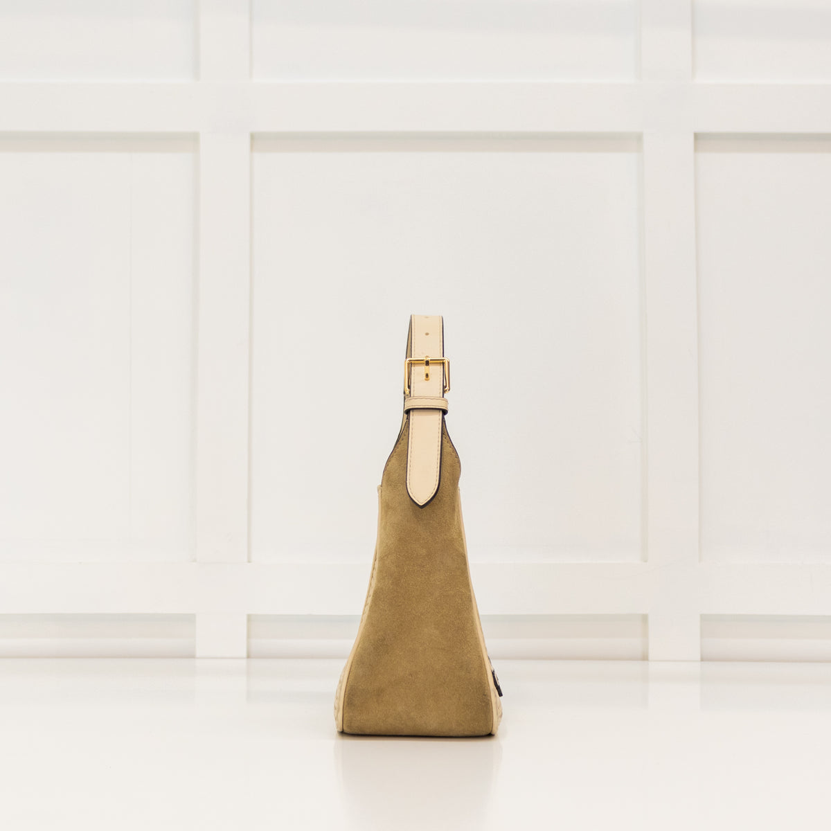 Tory Burch Cream Beige Suede Thea Woven Small Bag