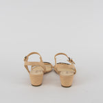 Chanel Cream Leather Quilted Chain CC Sandals