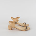 Chanel Cream Leather Quilted Chain CC Sandals