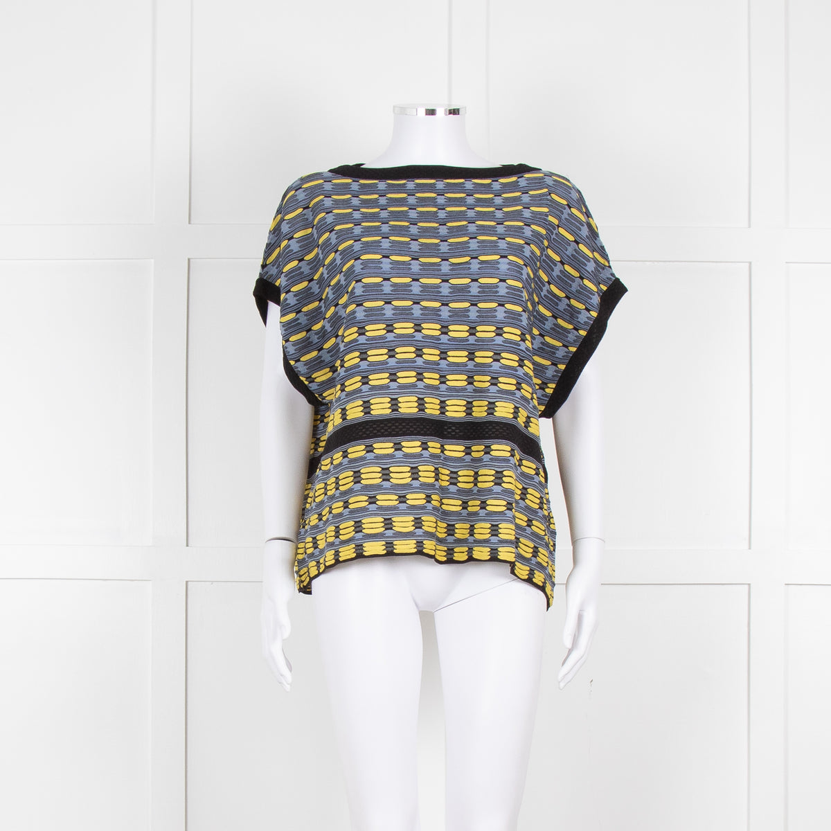 M Missoni Blue Yellow Knit Sleeveless Oversized Top