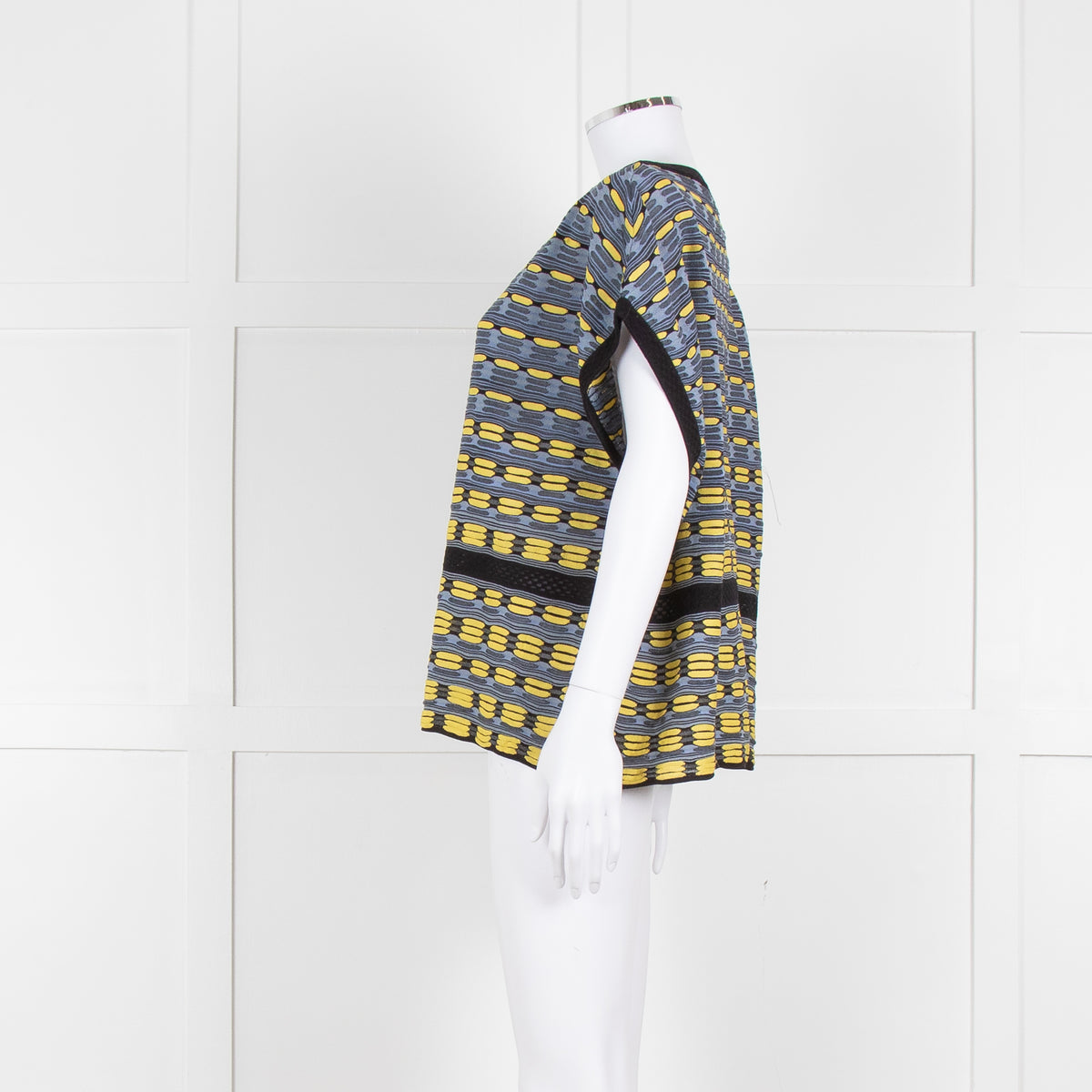 M Missoni Blue Yellow Knit Sleeveless Oversized Top