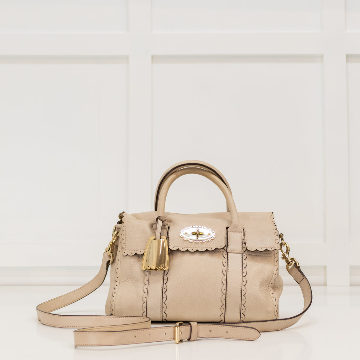 Mulberry Cream Small Cookie Cut Bayswater Pebbled Leather