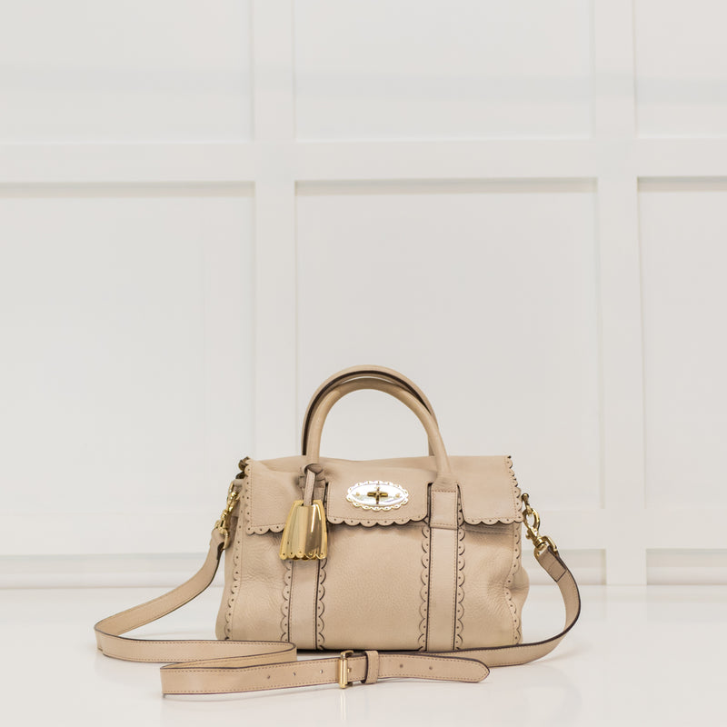 Mulberry Cream Small Cookie Cut Bayswater Pebbled Leather
