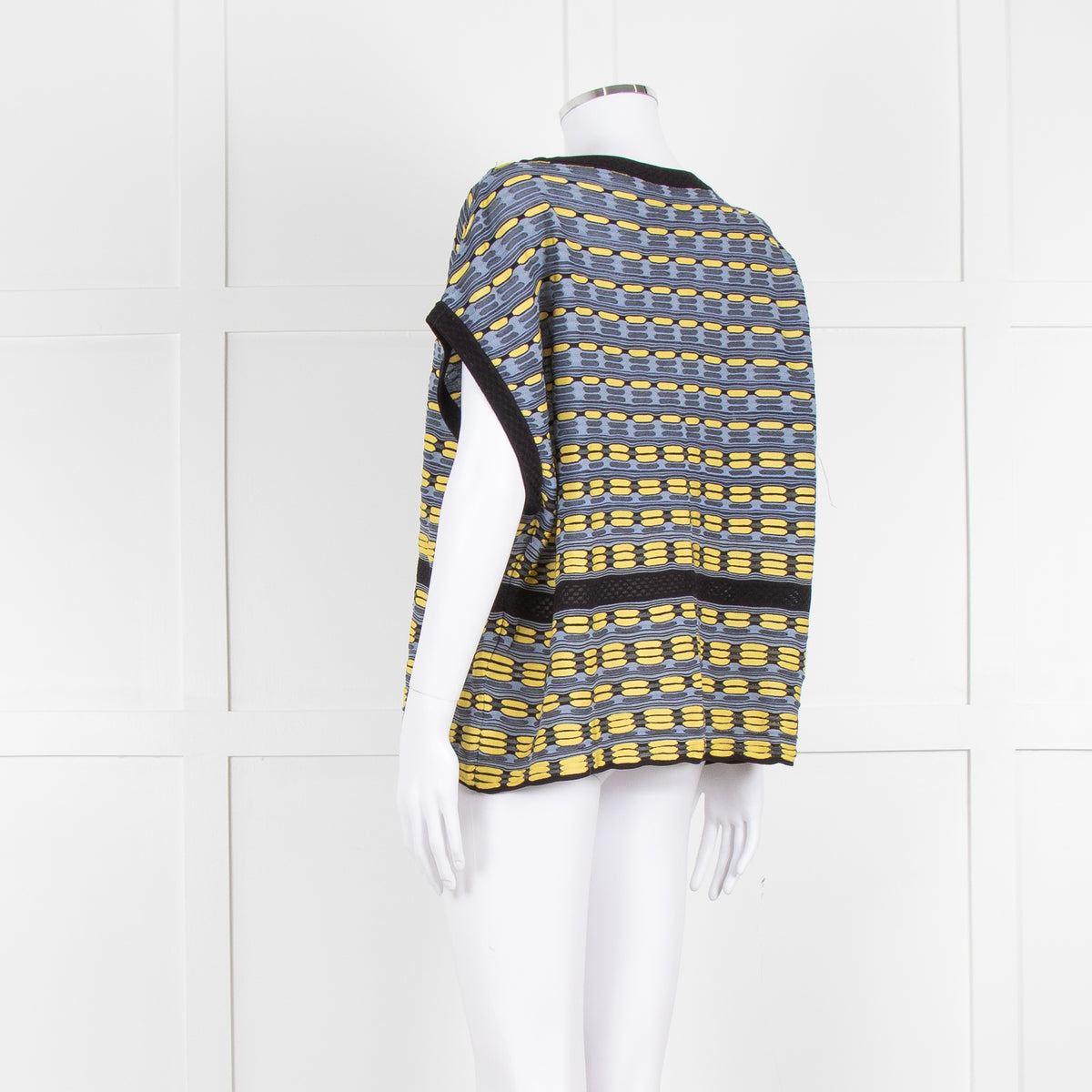 M Missoni Blue Yellow Knit Sleeveless Oversized Top