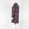 Valentino Black Cream Pink Floral Print High Neck Sleeved Dress