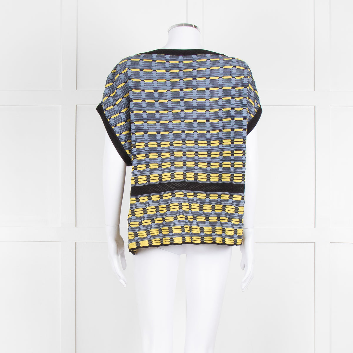 M Missoni Blue Yellow Knit Sleeveless Oversized Top