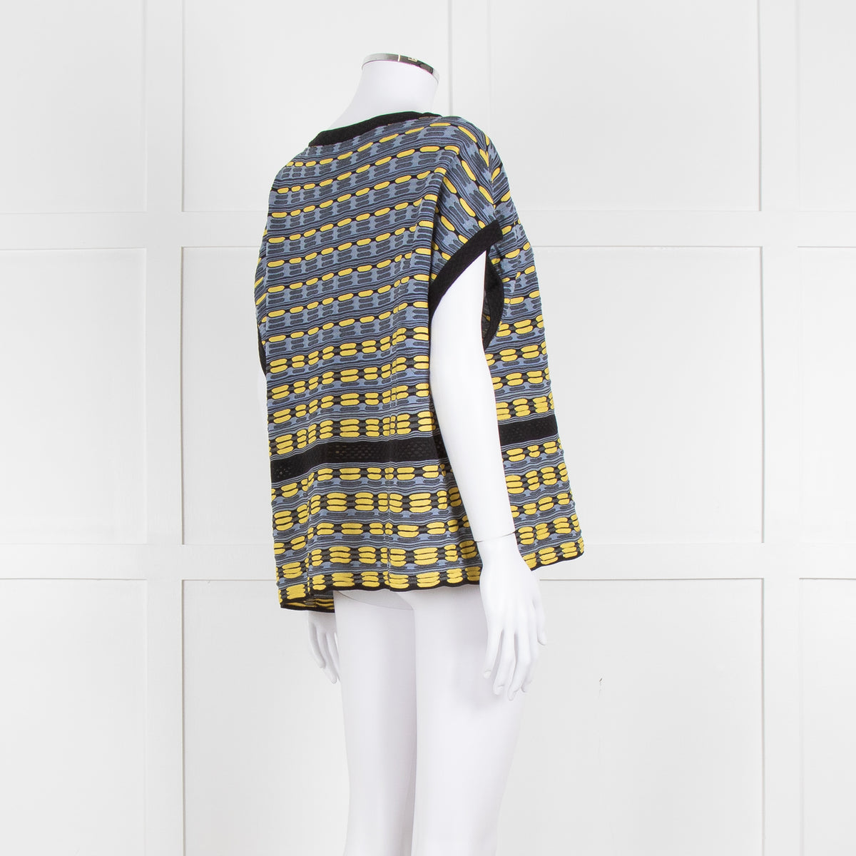 M Missoni Blue Yellow Knit Sleeveless Oversized Top