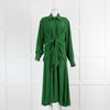 Victoria Beckham Green Silk Dress With Gathered Front