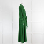 Victoria Beckham Green Silk Dress With Gathered Front